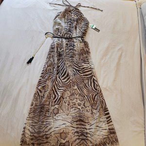 (NWT) sheer tiger print maxi dress with built in shorts